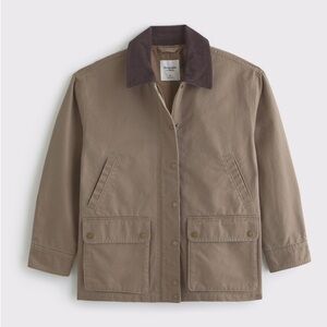 Abercrombie and Fitch Brown Mid-Length Waxed Barn Jacket